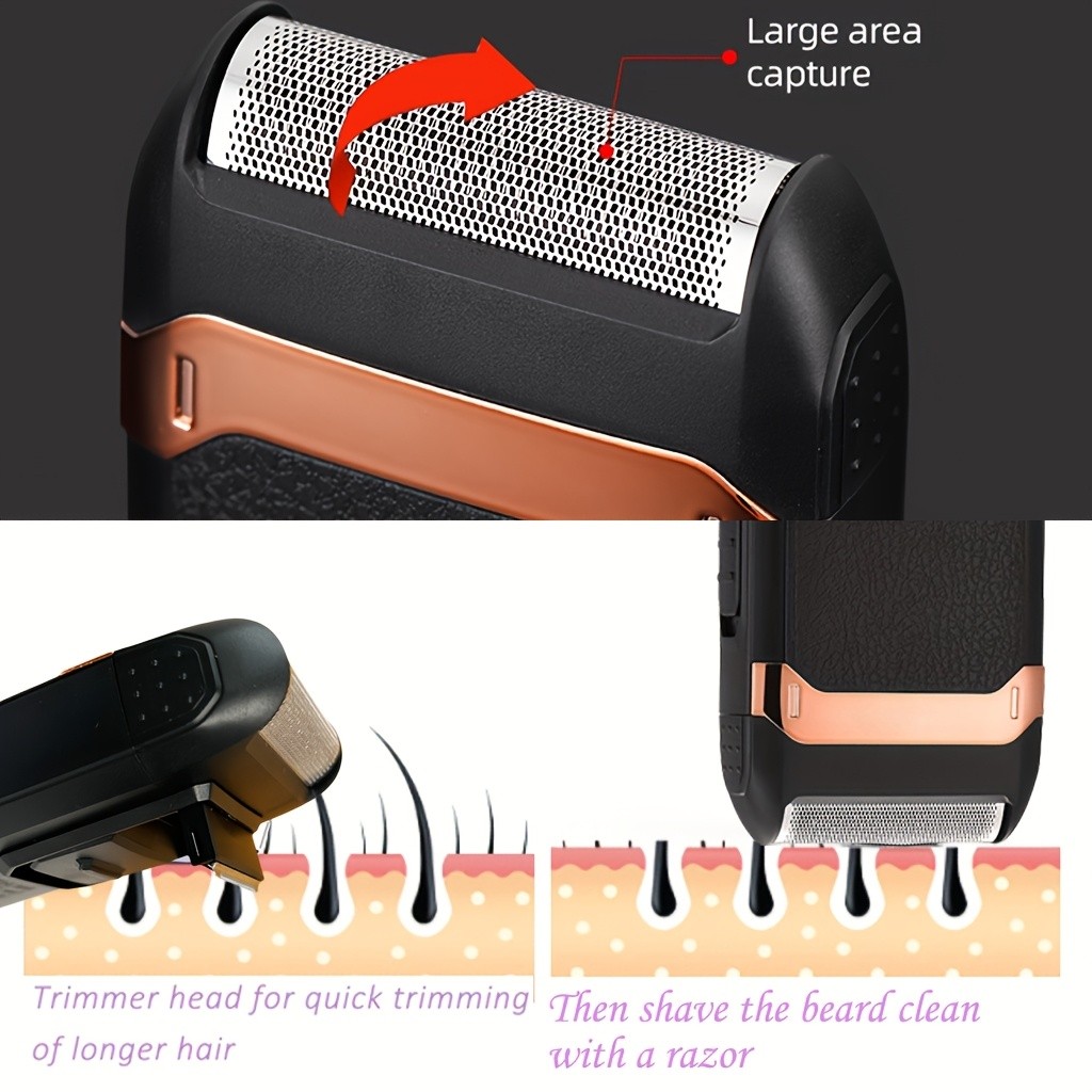 FEIYBA 2-in-1 USB Electric Shaver with Pop-Up Trimmer  Long-Life Wet & Dry Razor for Smooth, Portable Grooming