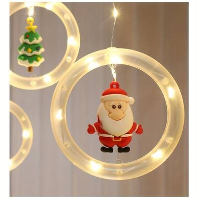 Christmas LED Curtain Lights Set Festive Santa, Reindeer, Snowman & Tree Designs