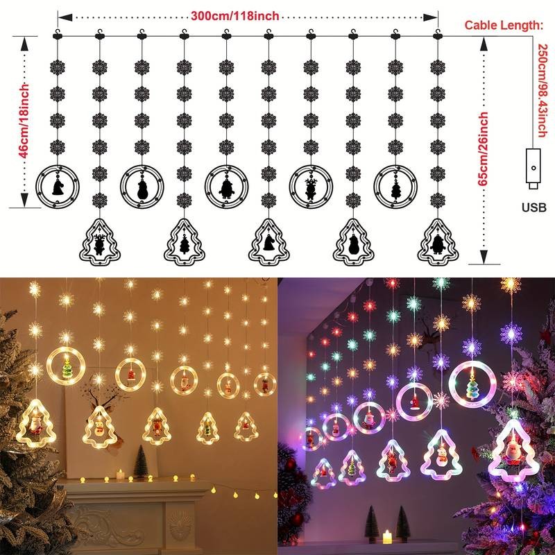USB-Powered LED Christmas Tree Lights  8-Mode Dimmable Fairy Lights with Remote