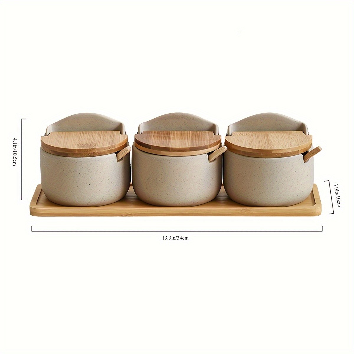 CEEFU Ceramic Seasoning Pot Set with Tray 2/3pcs Spice Containers with Lids & Spoons for Organized NZ Kitchens
