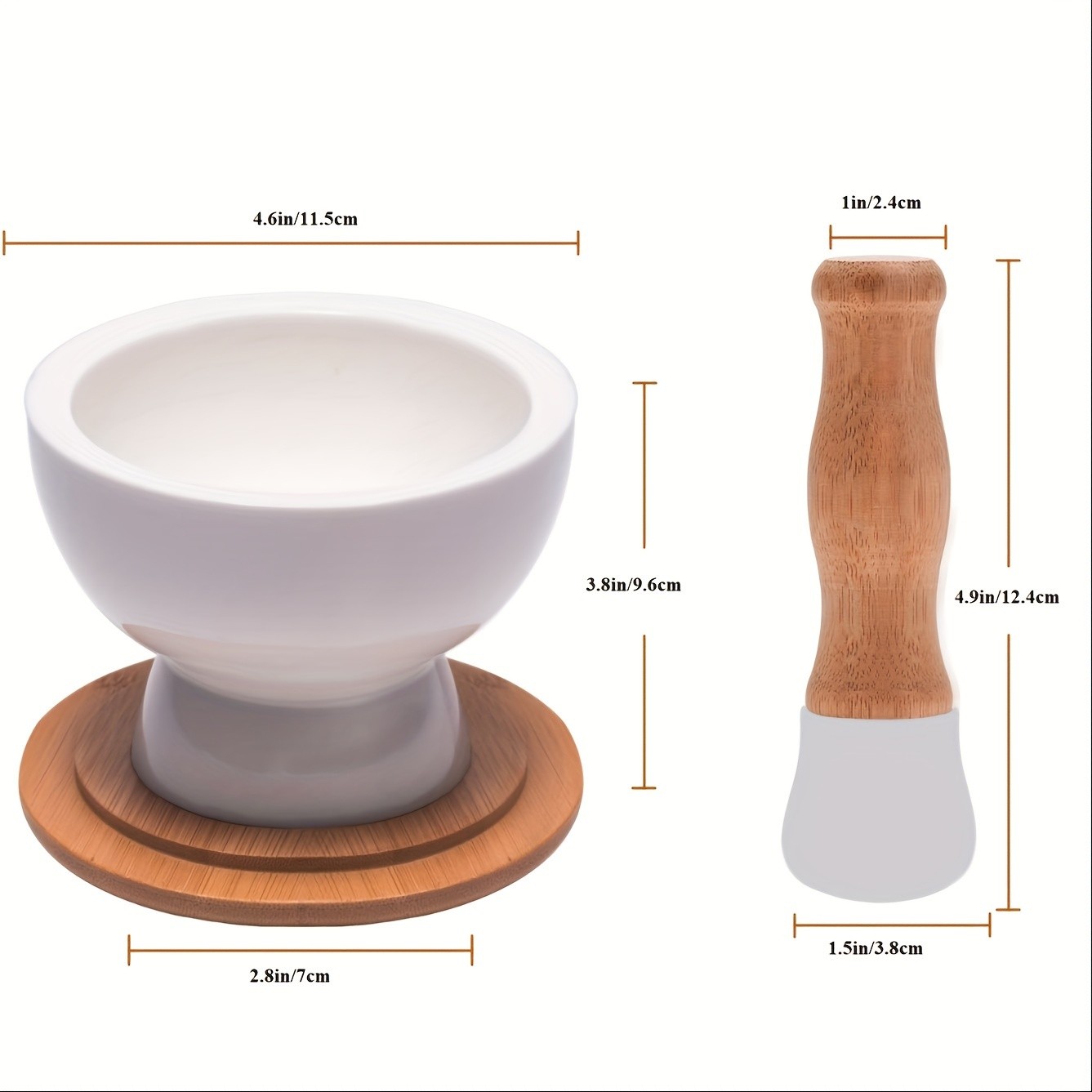 CEEFU Porcelain Mortar & Pestle with Lid  Durable Non-Slip Grinder for Spices, Herbs, Pills & Pesto