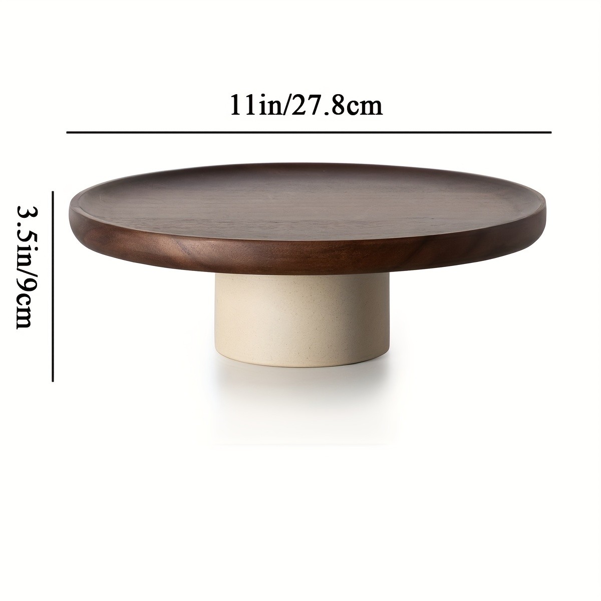 CEEFU Acacia Wood Cake Stand with Pottery Base  Elegant Food-Safe Display for Weddings, Parties & NZ Home Celebrations