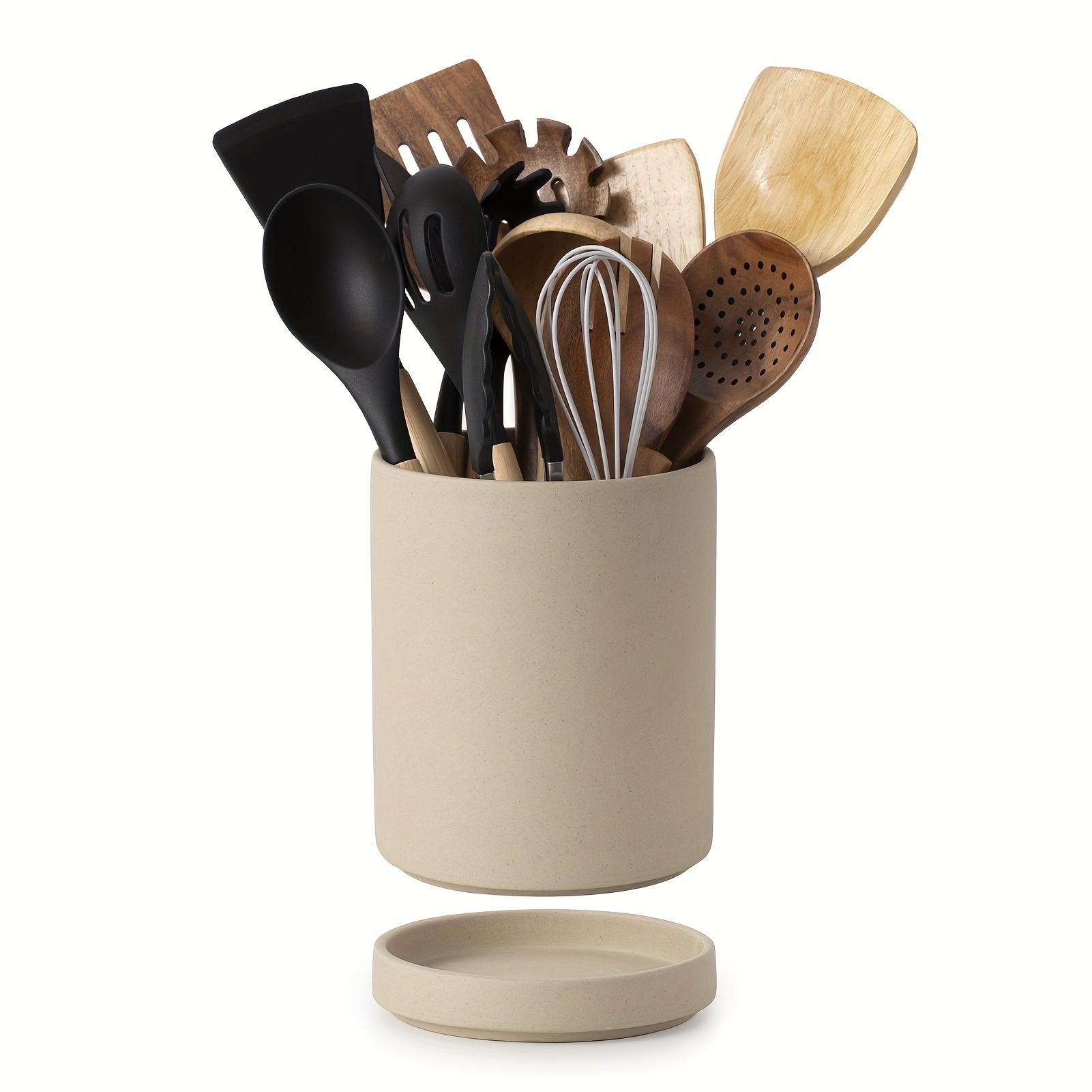 CEEFU Ceramic Kitchen Utensil Holder  Durable Countertop Crock for Spatulas, Spoons, Whisks & Everyday Cooking Tools