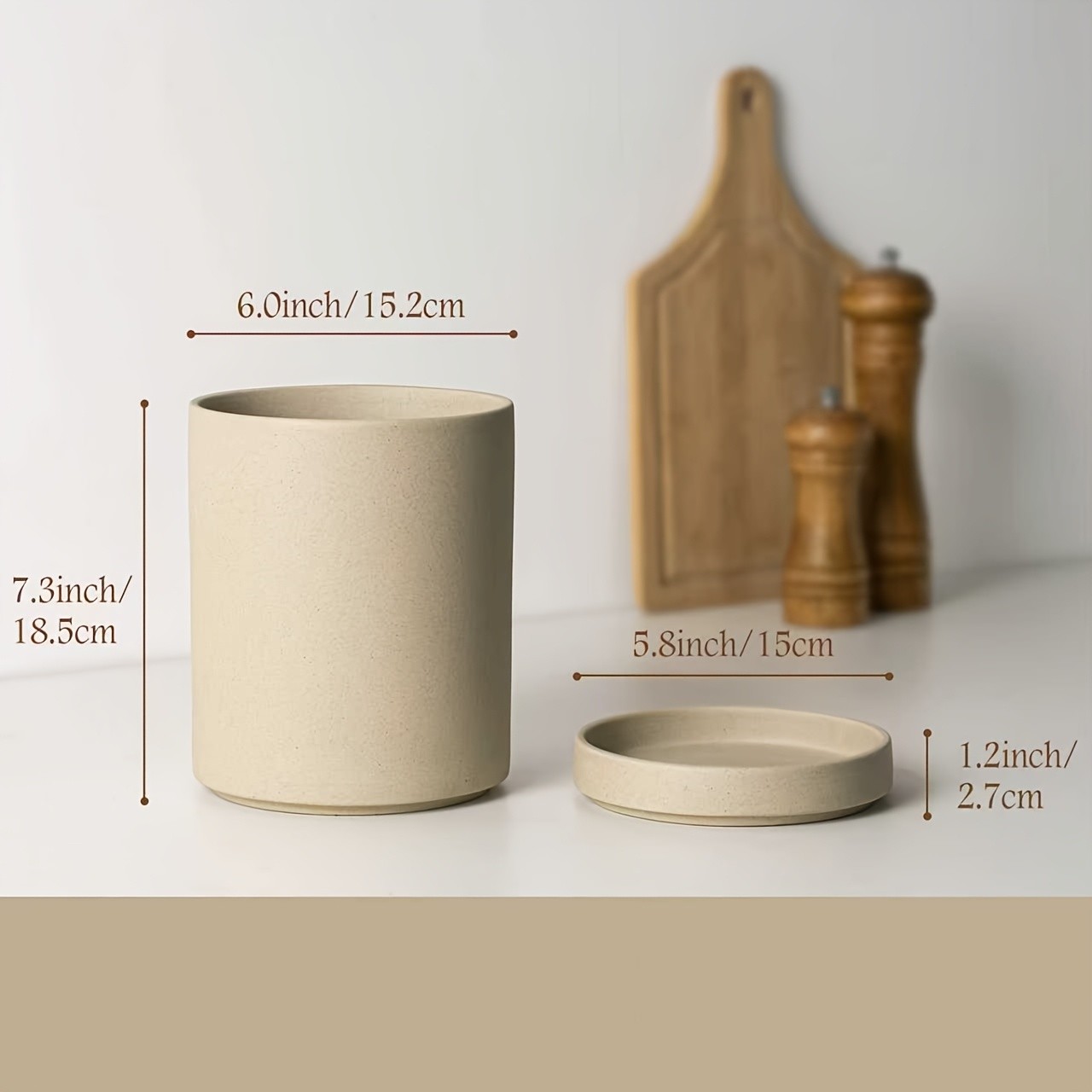 CEEFU Ceramic Kitchen Utensil Holder  Durable Countertop Crock for Spatulas, Spoons, Whisks & Everyday Cooking Tools