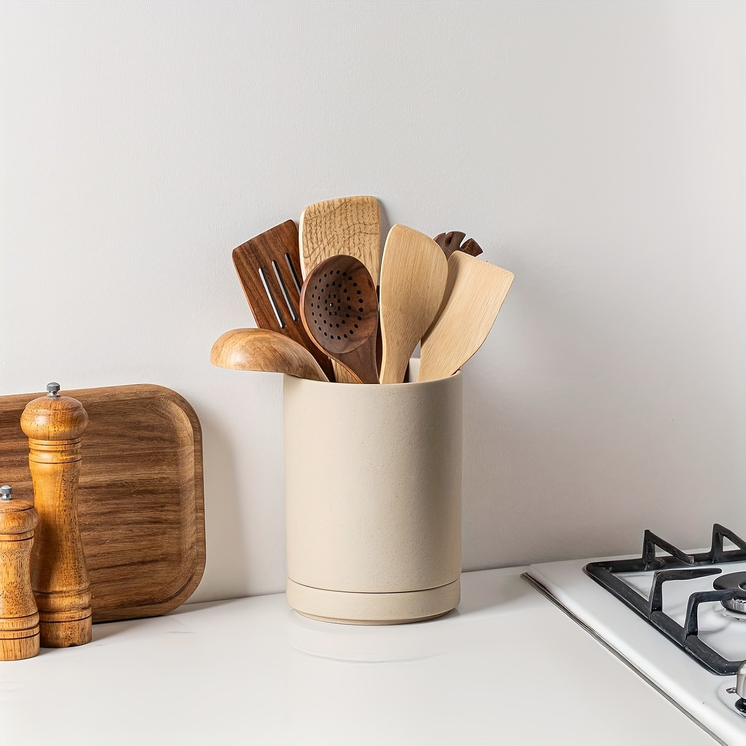 CEEFU Ceramic Kitchen Utensil Holder  Durable Countertop Crock for Spatulas, Spoons, Whisks & Everyday Cooking Tools
