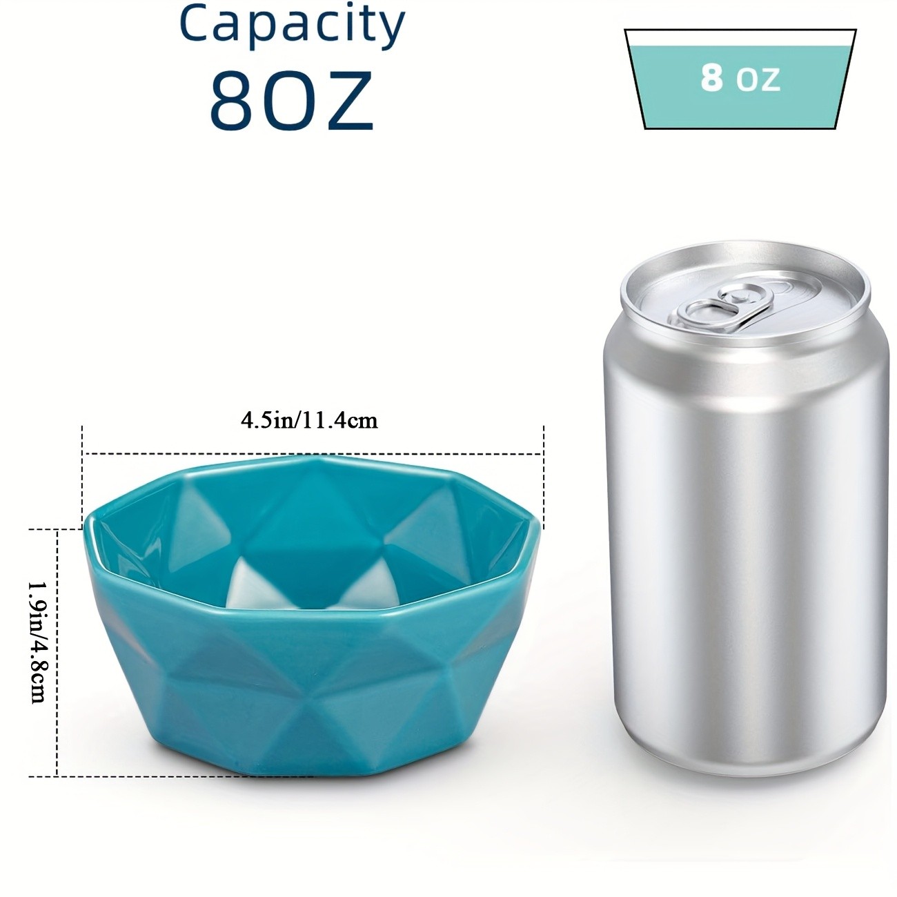 CEEFU 6pcs Colorful Geometric Ceramic Ramekins  8oz Oven-Safe Dessert Bowls for Creme Brulee, Souffl & Party Treats