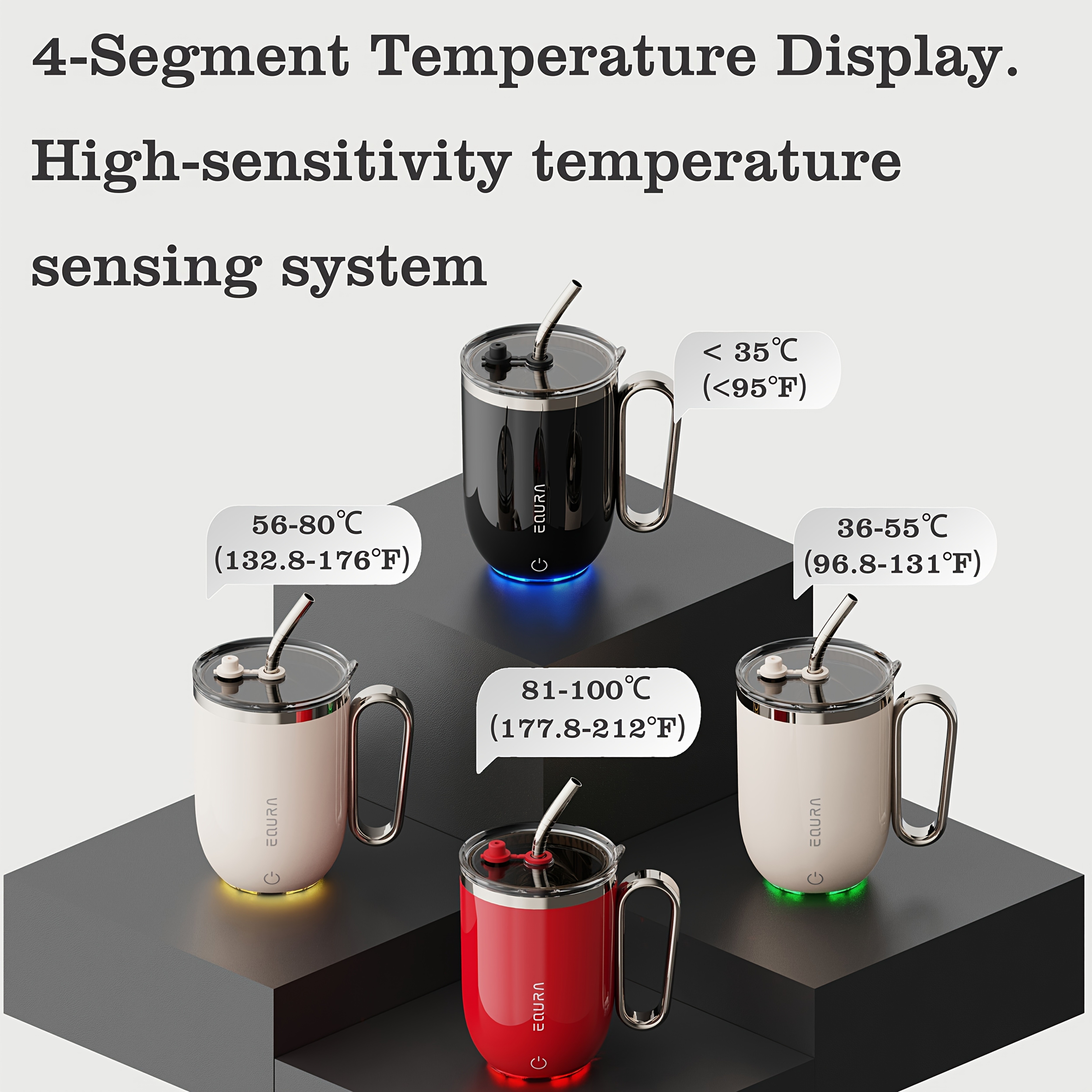 eQUra 420ml Rechargeable Magnetic Self-Stirring Travel Mug  Automatic Mixing Cup for Coffee, Milk, Chocolate & On-The-Go Drinks