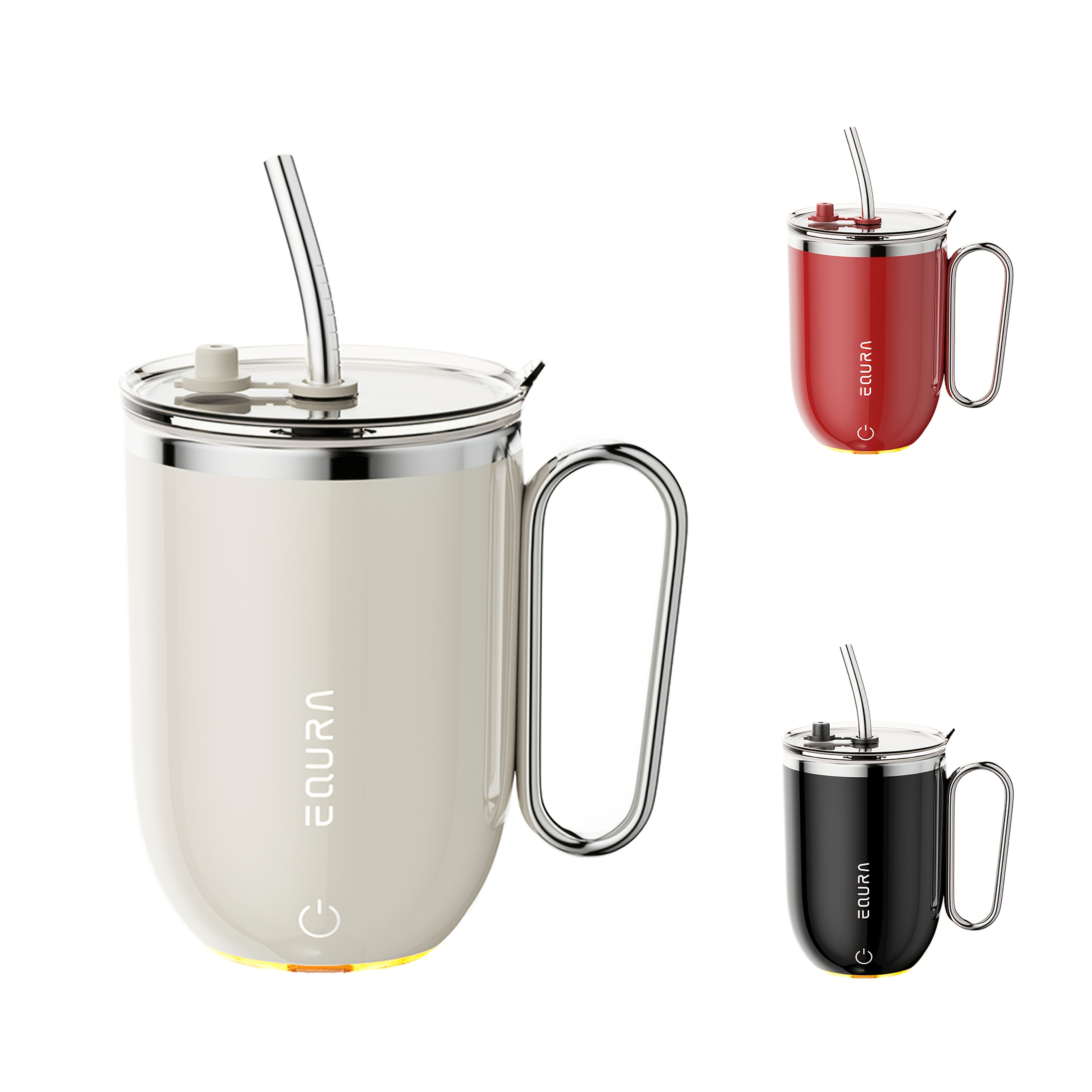 eQUra Smart Stainless Steel Automatic Mixing Cup  Portable Self-Stirring Mug for Coffee, Milk & Chocolate (Holiday Gift Ready)