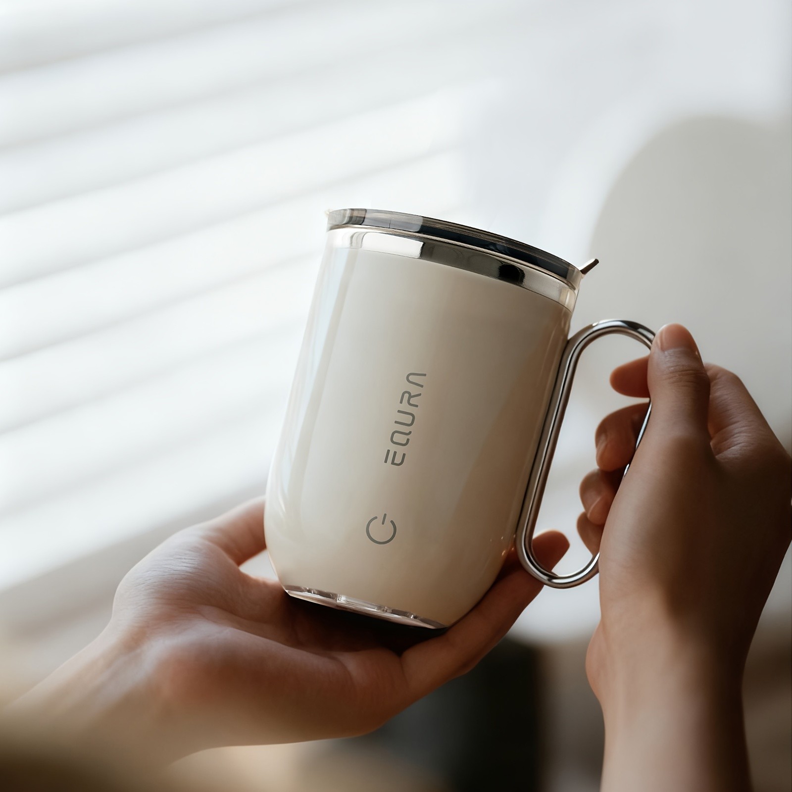 eQUra Retro Magnetic Self-Stirring Cup  USB Rechargeable 316 Stainless Steel Travel Mug for Coffee, Milk, Chocolate & Holiday Gifting