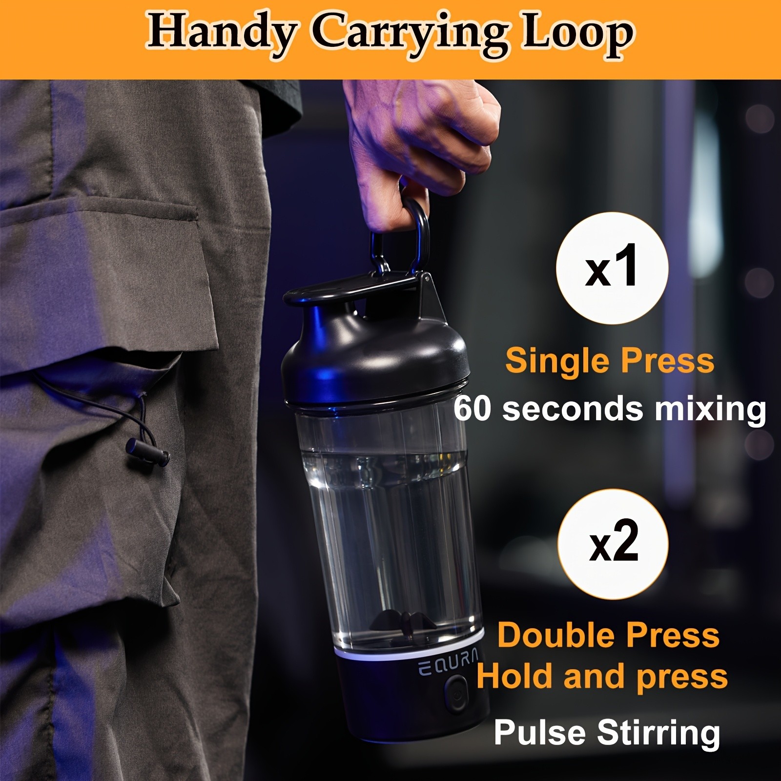 eQUra Portable Tritan Water Bottle with Capacity Scale  Shatterproof Single-Spout Hydration Bottle for Gym, Camping & Outdoor Use