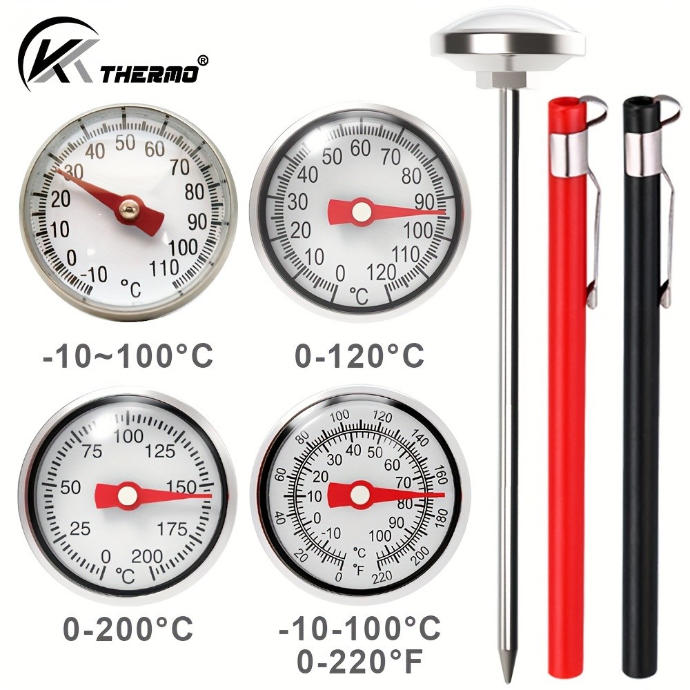 KT THERMO Stainless Steel Instant Read Food Thermometer  No-Battery Dual-Scale Gauge for Cooking, Grilling & BBQs