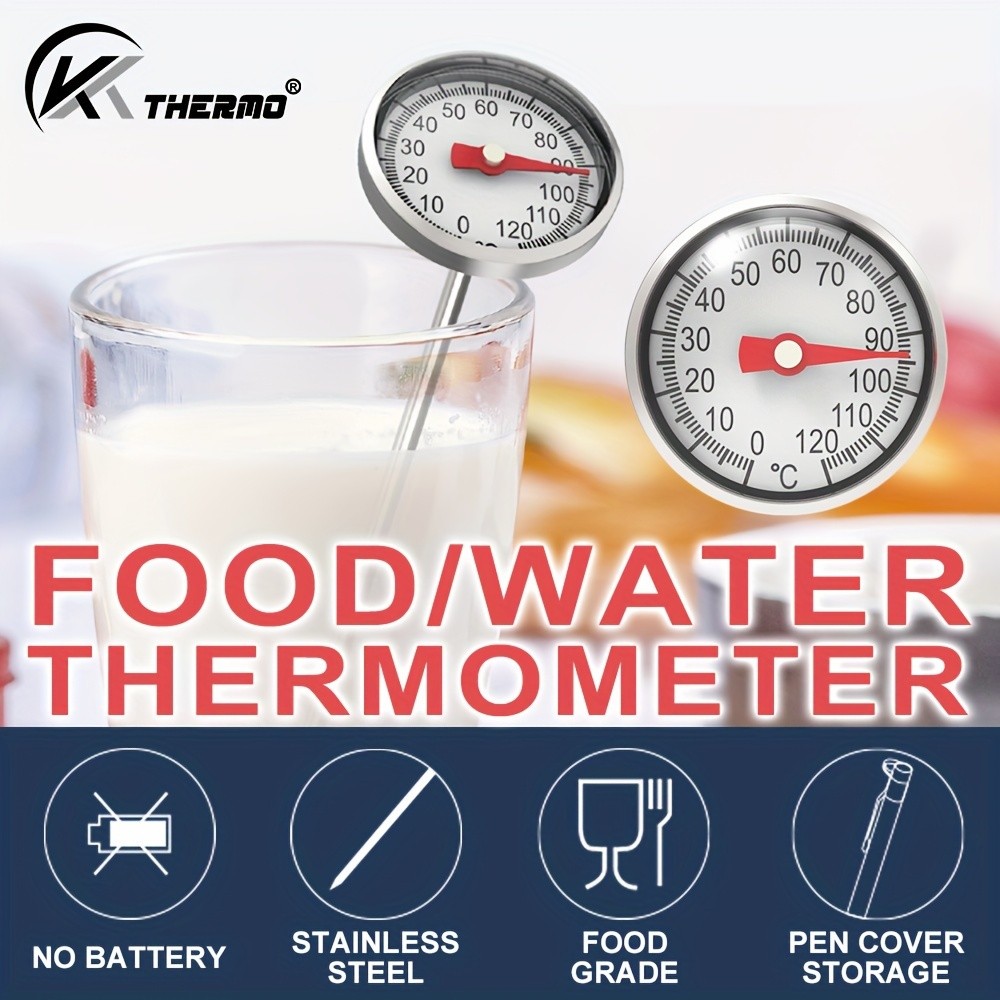 KT THERMO Stainless Steel Instant Read Food Thermometer  No-Battery Dual-Scale Gauge for Cooking, Grilling & BBQs