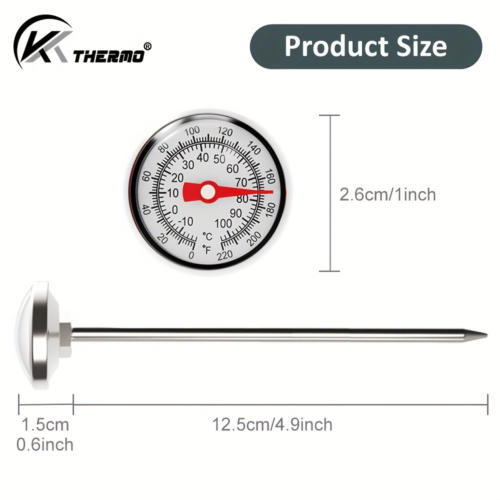 KT THERMO Stainless Steel Instant Read Food Thermometer  No-Battery Dual-Scale Gauge for Cooking, Grilling & BBQs