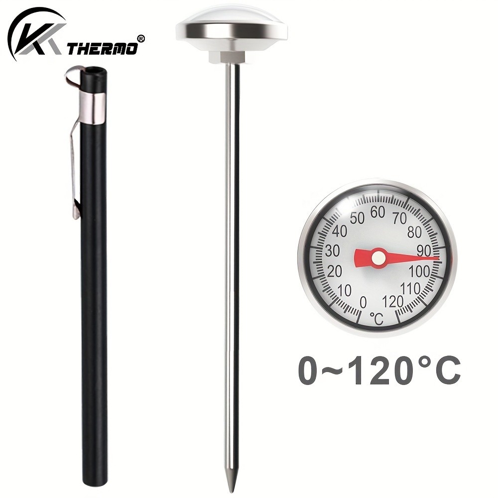 KT THERMO Stainless Steel Instant Read Food Thermometer  No-Battery Dual-Scale Gauge for Cooking, Grilling & BBQs