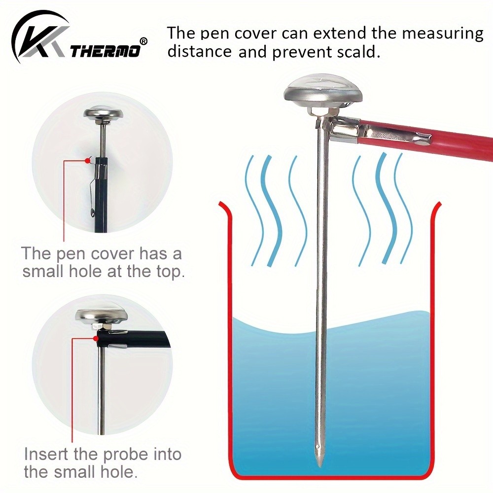 KT THERMO Stainless Steel Instant Read Food Thermometer  No-Battery Dual-Scale Gauge for Cooking, Grilling & BBQs