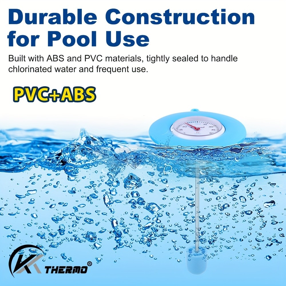 KT THERMO Floating Pool Thermometer Easy-Read Celsius Dial with Rope & Suction Cup for Pools, Spas & Hot Tubs