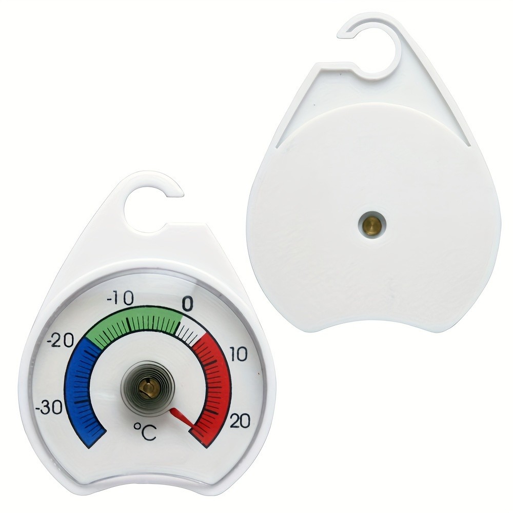 KT THERMO 2pcs Analog Refrigerator & Freezer Thermometer Set  No-Battery Celsius/Fahrenheit Dial for Accurate Cold Storage Monitoring
