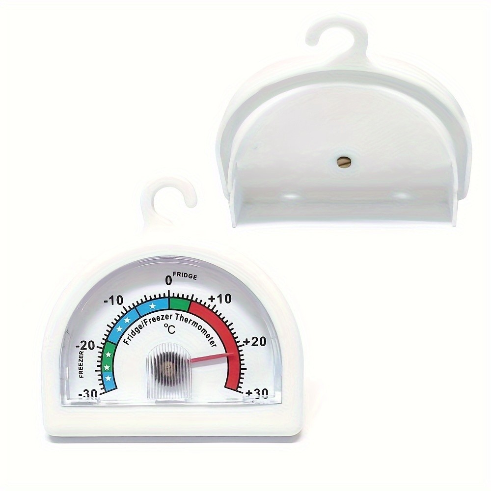 KT THERMO 2pcs Analog Refrigerator & Freezer Thermometer Set  No-Battery Celsius/Fahrenheit Dial for Accurate Cold Storage Monitoring