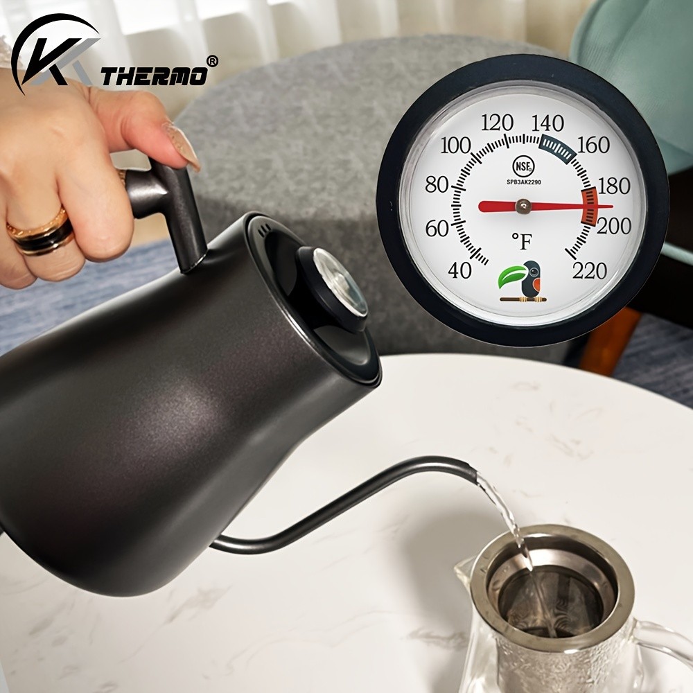 KT THERMO Clip-On Stainless Steel Coffee & Food Thermometer  Anti-Scald Instant Read Gauge for Pour-Over, Tea, Milk & Meat Cooking