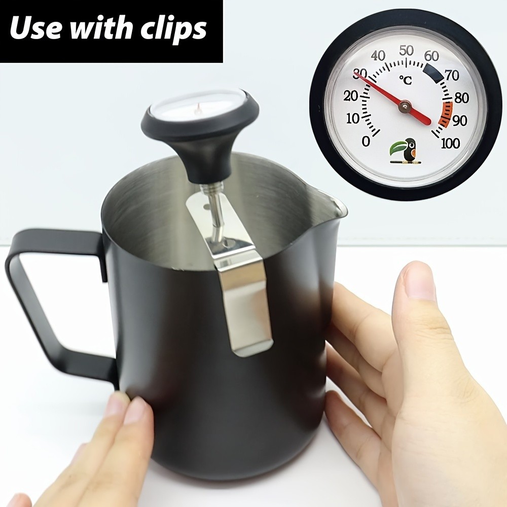 KT THERMO Clip-On Stainless Steel Coffee & Food Thermometer  Anti-Scald Instant Read Gauge for Pour-Over, Tea, Milk & Meat Cooking