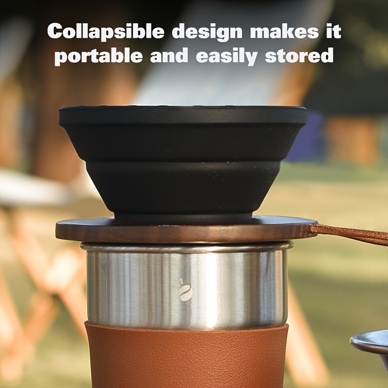 KT THERMO Collapsible Silicone Pour-Over Coffee Dripper  Foldable V60 Filter Cup for Camping, Hiking & Outdoor Brewing