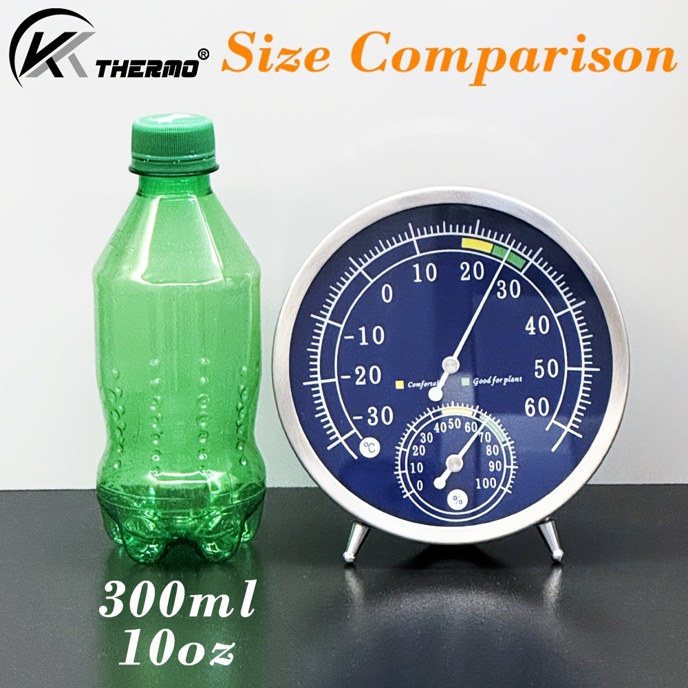 KT THERMO Premium Stainless Steel Indoor Thermo-Hygrometer  Analog Temperature & Humidity Monitor with Non-Skid Base (No Battery Needed)