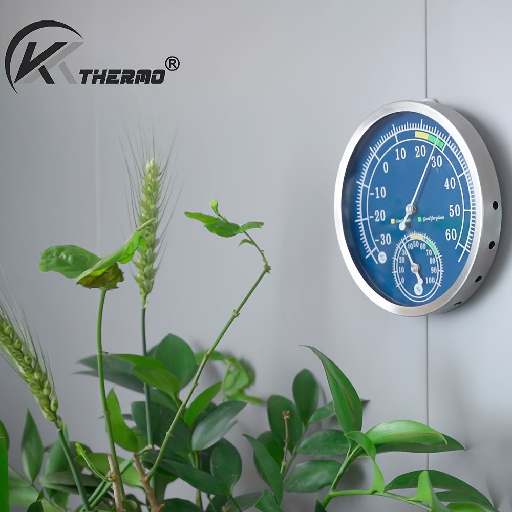 KT THERMO Premium Stainless Steel Indoor Thermo-Hygrometer  Analog Temperature & Humidity Monitor with Non-Skid Base (No Battery Needed)