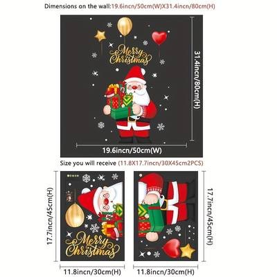 Large Christmas Window Decoration Stickers  Santa Claus with Presents (Reusable Static Cling)