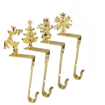 Christmas Sock Hook  Heavy-Duty Metal Stocking Hanger with Elegant Red & Gold Design