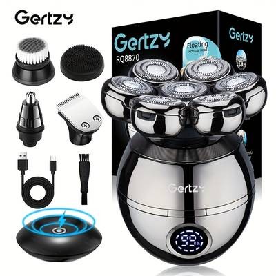 GERTZY 5-in-1 Grooming Kit for Bald Men  Electric Head Shaver with Rotary Blades & Accessories