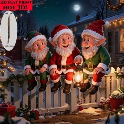 2D Flat Wooden Christmas Gnome Decoration  Large Outdoor Garden Ornament