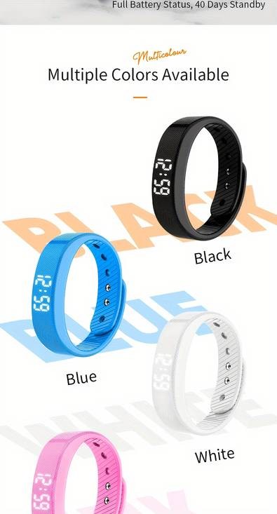 FASSUN Unisex Smart Watch  Stylish Digital Fitness Watch with Alarm, Step Counter & Night Glow