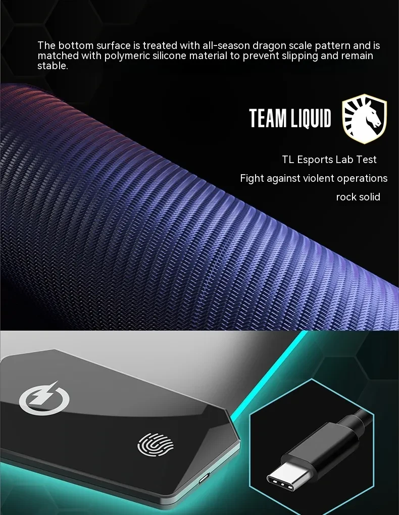 Water-repellent Cloth TYPC Interface Luminous Electric Actually Gaming Mouse Mat