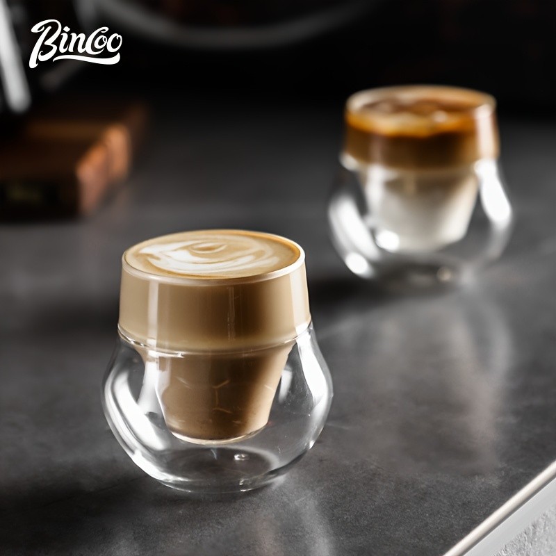 Bincoo Double Glass Coffee Cup  110ml Italian-Style Clear Espresso Mug