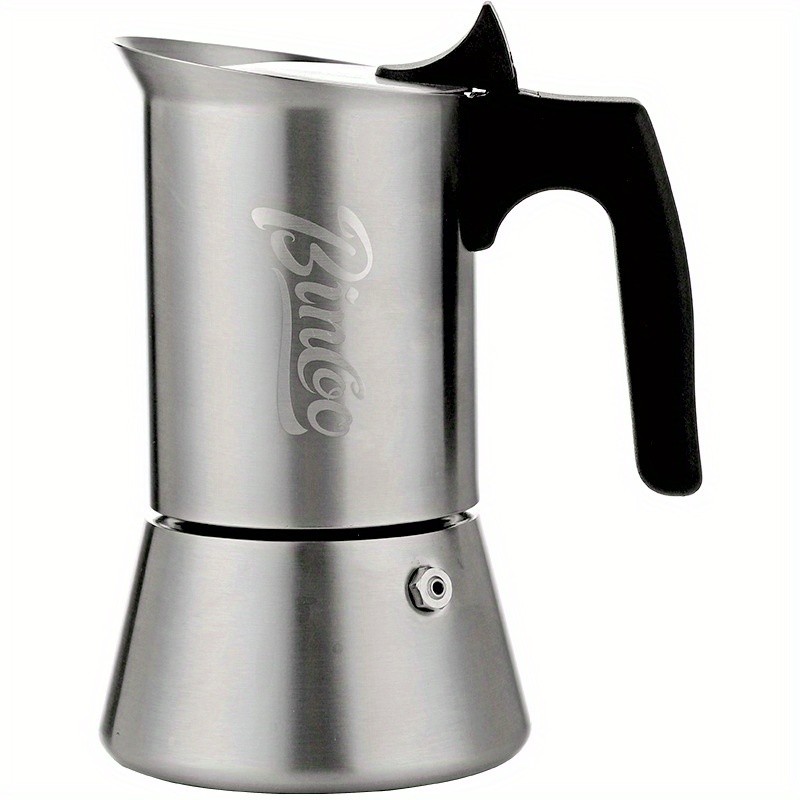 Bincoo Stainless Steel Moka Pot  Single Valve Espresso Maker for Home Brewing