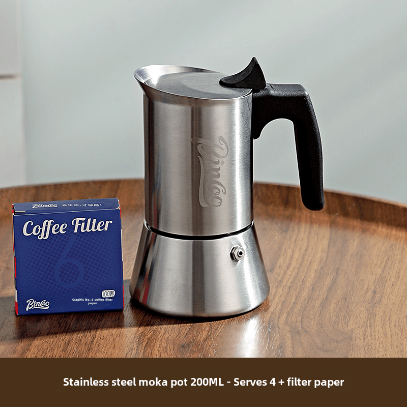 Bincoo Stainless Steel Moka Pot  Single Valve Espresso Maker for Home Brewing