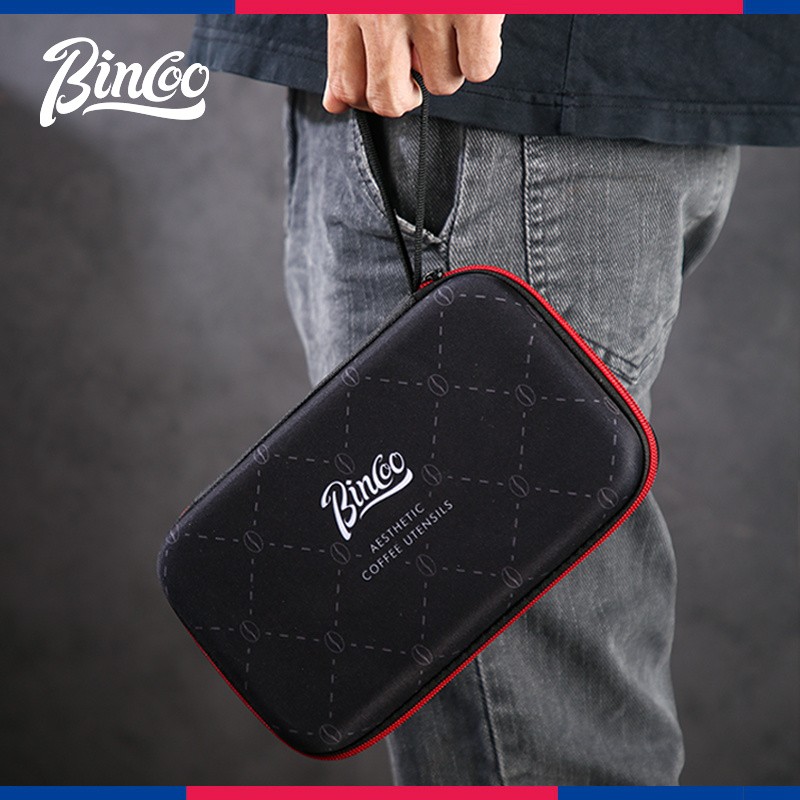 Bincoo Aesthetic Coffee Organizer Bag  Red & Black Durable Travel Storage Kit