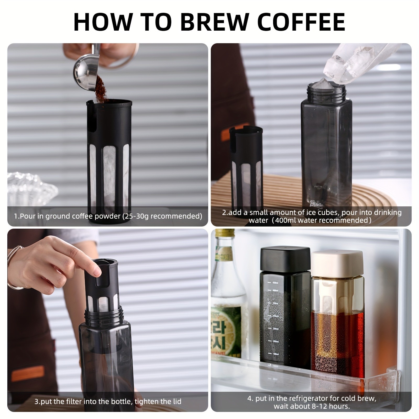 Bincoo Tritan Square Cold Brew Cup Reusable Filter Coffee Thermos
