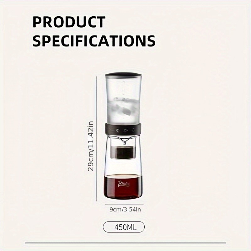 Bincoo Glass Ice Drip Coffee Pot  Portable Hand-Brew Cold Extraction Utensil