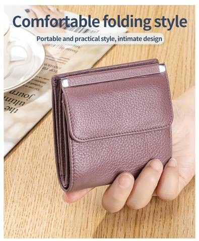 OBCREATOR Womens Genuine Leather Wallet  Elegant Multi-Compartment Clutch with Magnetic Closure