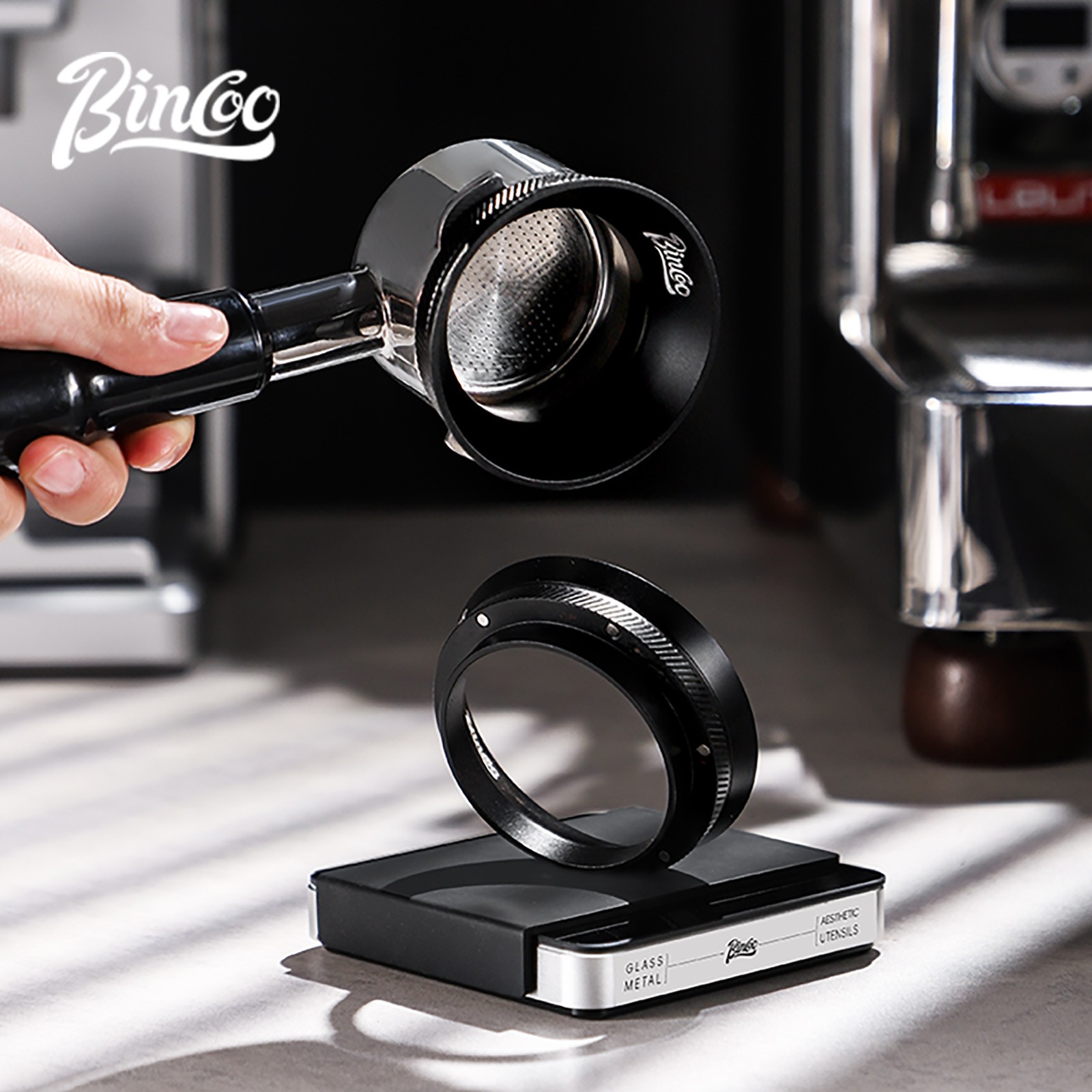 Bincoo Magnetic Anti-Static Dosing Ring  Wide-Mouth Metal Funnel for 51mm/58mm Portafilters