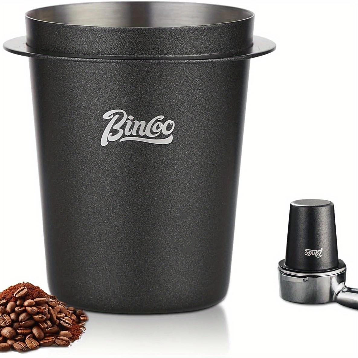 Bincoo 58mm Stainless Steel Dosing Cup Precision Coffee Measuring Tool with Black Cap