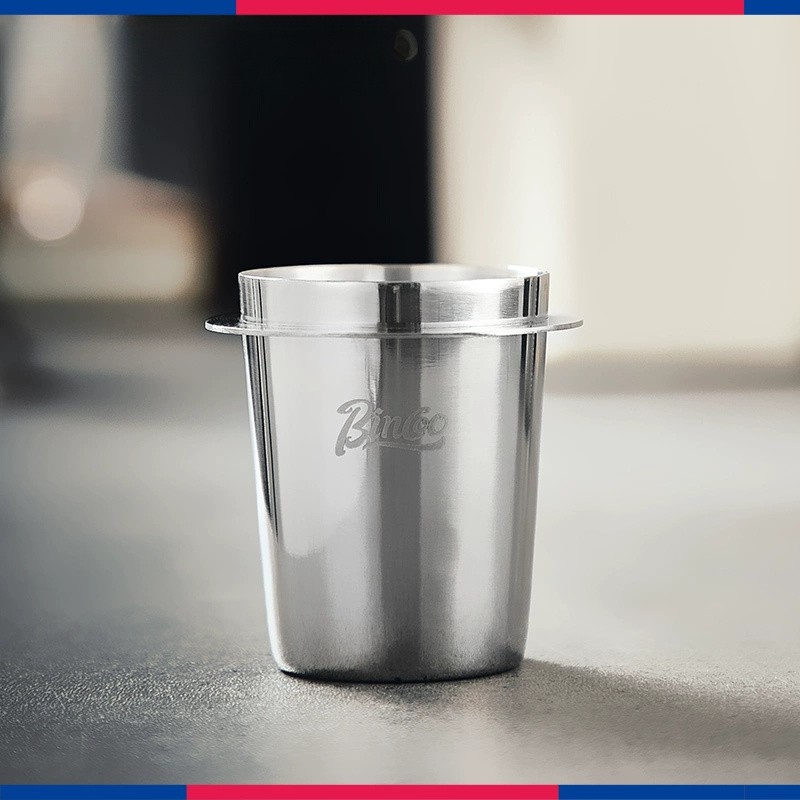 Bincoo 58mm Stainless Steel Dosing Cup  Precision Coffee Measuring Tool with Black Cap