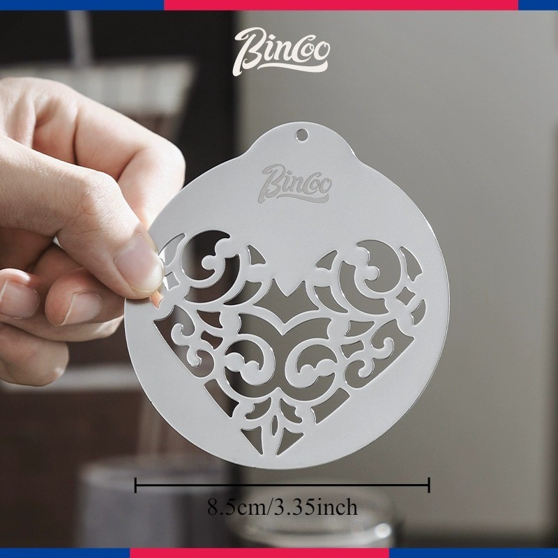 Bincoo Stainless Latte Art Mold Set  5pcs Coffee Pattern Stencil Kit