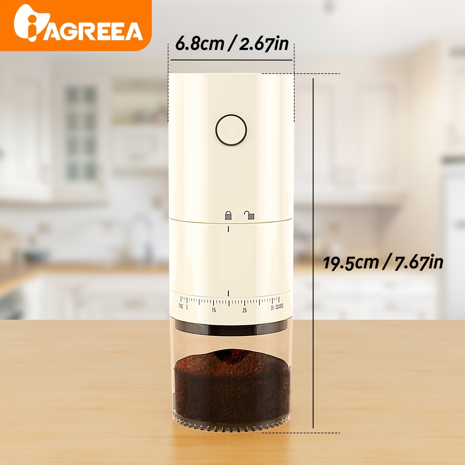 IAGREEA Adjustable Electric Coffee Grinder  38-Setting Silent Burr Grinder for 212 Cups