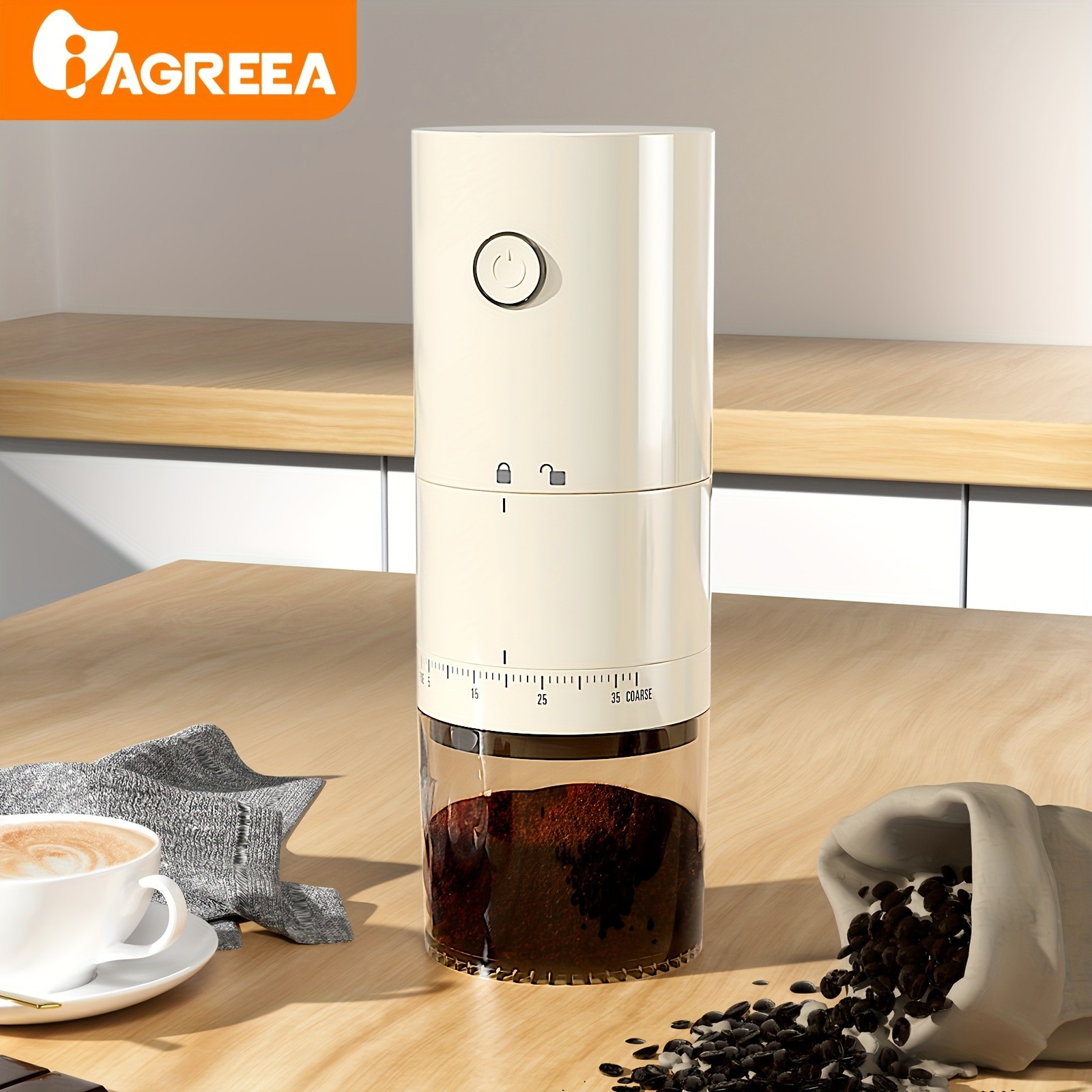 IAGREEA Adjustable Electric Coffee Grinder  38-Setting Silent Burr Grinder for 212 Cups