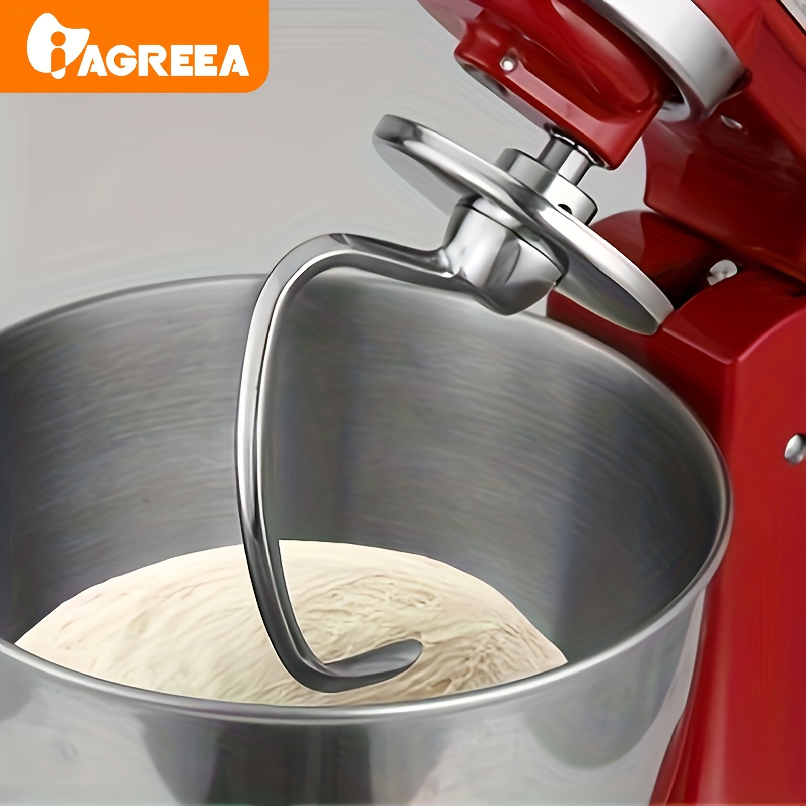 IAGREEA Stainless Spiral Dough Hook Heavy-Duty Mixer Attachment for Bread & Pizza