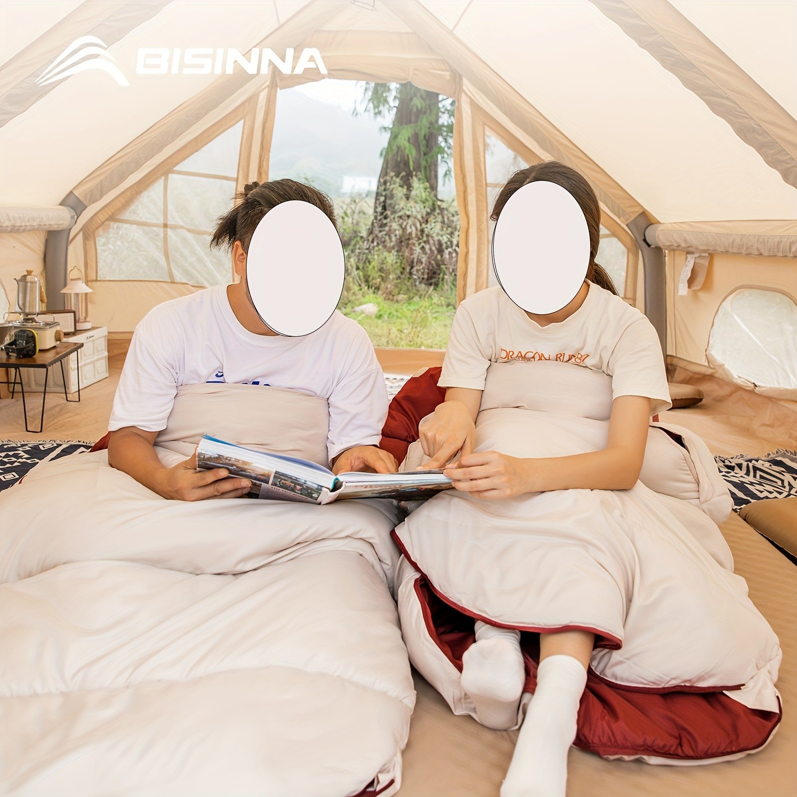 BISINNA AutumnWinter Camping Sleeping Bag  Thickened Portable Outdoor Travel Bag