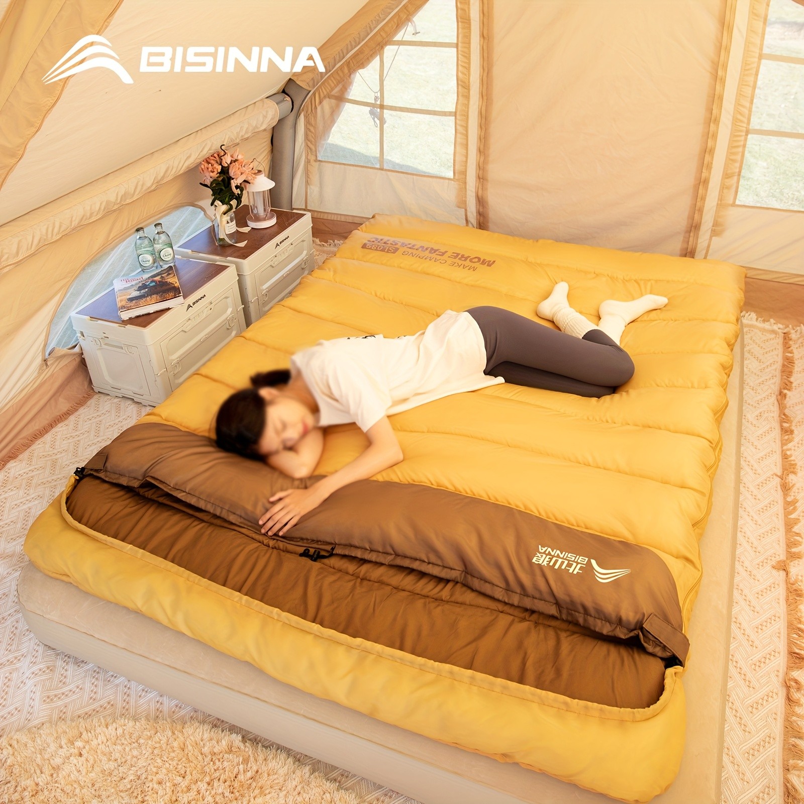 BISINNA Double Camping Sleeping Bag  Warm Thickened Outdoor Bed for Couples