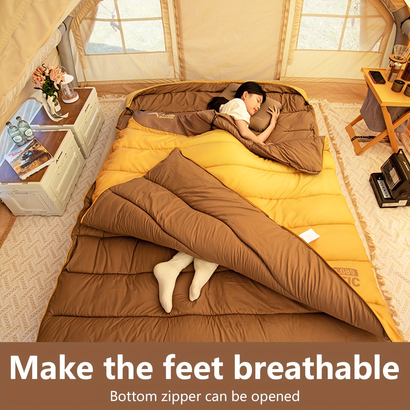 BISINNA Double Camping Sleeping Bag  Warm Thickened Outdoor Bed for Couples